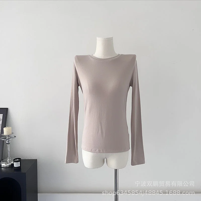 Athvotar Athvotar New Model Knitted Long-Sleeved Women Hot To Sell The Basic Solid Color Bottom T-Shirt