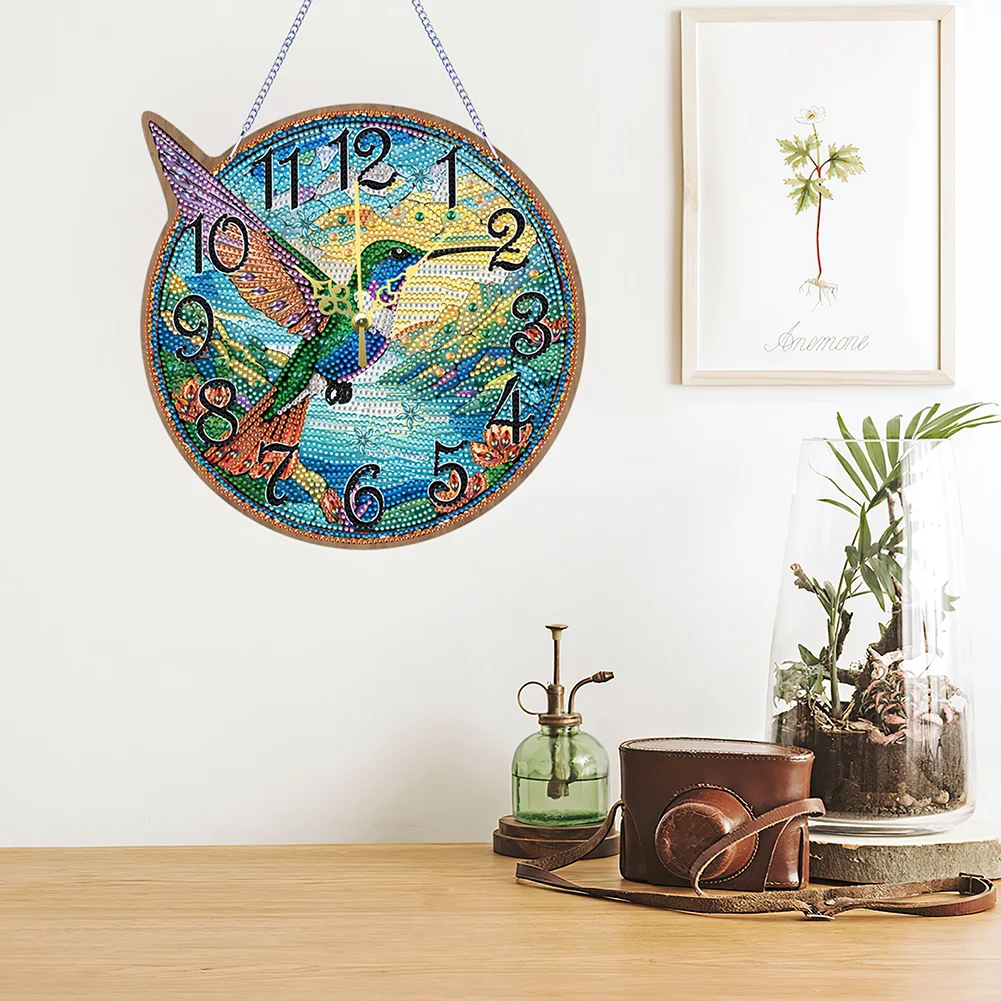 DIY Owl Single-Side Wooden Special Shaped Diamond Painting Clock Art Craft Decor