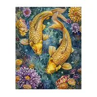 Golden Koi Flower - Pearls Painting