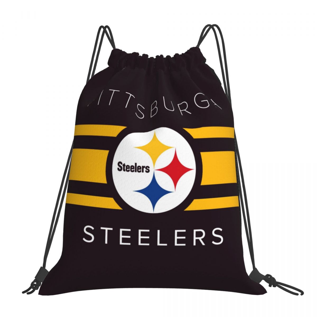 Pittsburgh Steelers Gold Stripes Drawstring Bags for School Gym