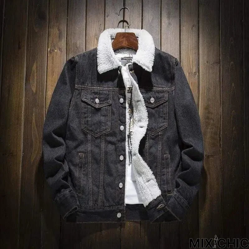 Plush Padded Lamb Wool Denim Jacket