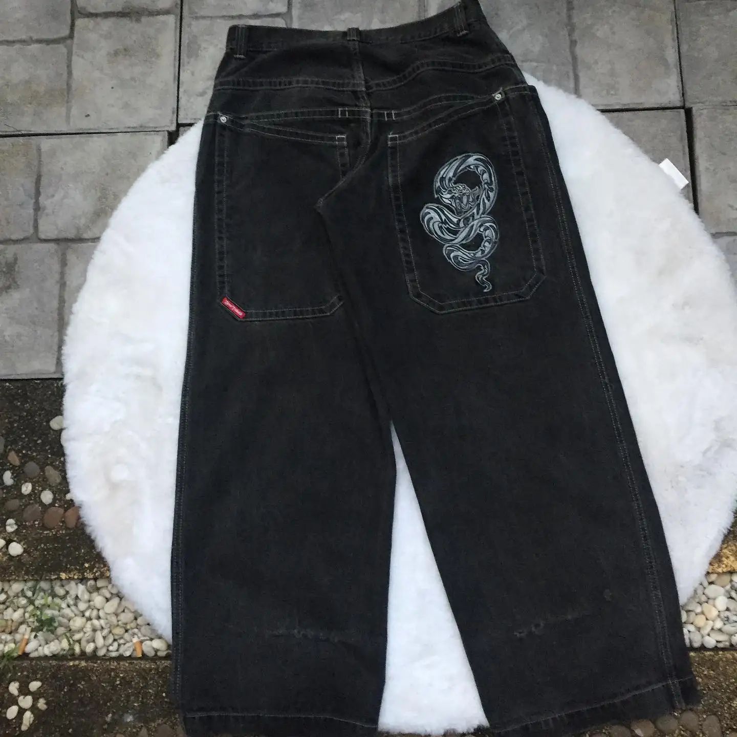 Groksage fall outfits korean Gothic Ripped Large High Waist Y2K Retro Jeans Women Men Harajuku Hip Hop Fashion  Baggy Jeans Denim Pants Wide Leg Trousers