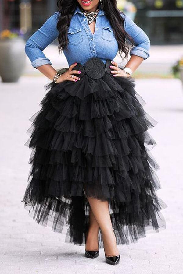 Plus Size skirt Black The Gala Tutu Tulle Overlay Skirts（No Top, NO Belt）