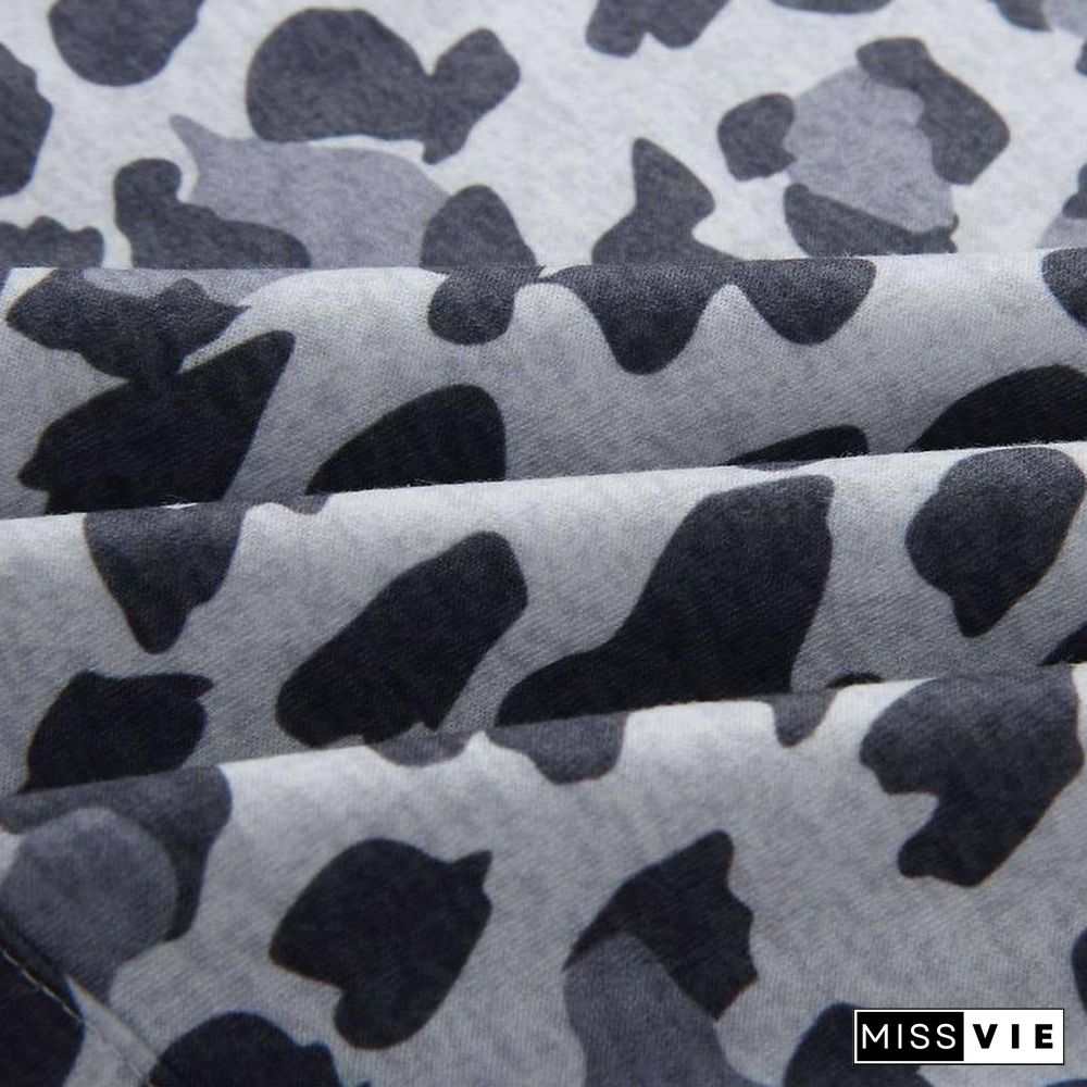 New Autumn Winter Hoodies Women Aesthetic Clothes Fashion leopard Long Sleeve Streetwear