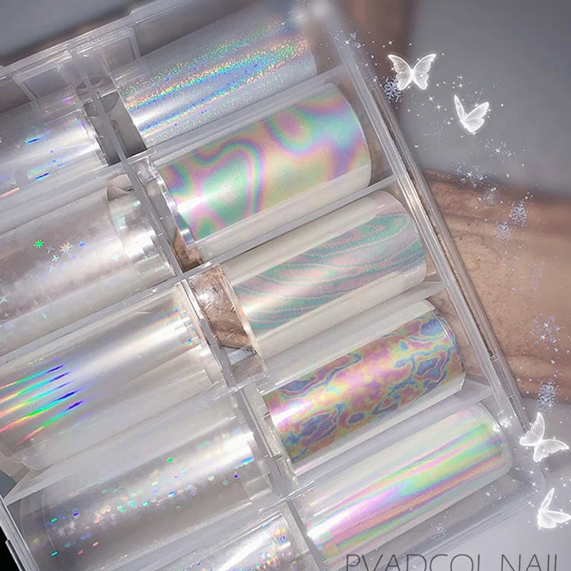 Luxury Nail Art Transfer Foil Sticker Decal Glass Broken Paper Acrylic Nail Tips Decoration-Nail Inspo