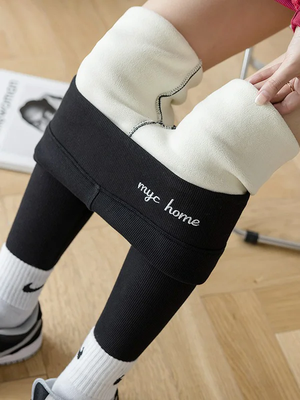 Casual Skinny Leg Letter Print Keep Warm Leggings