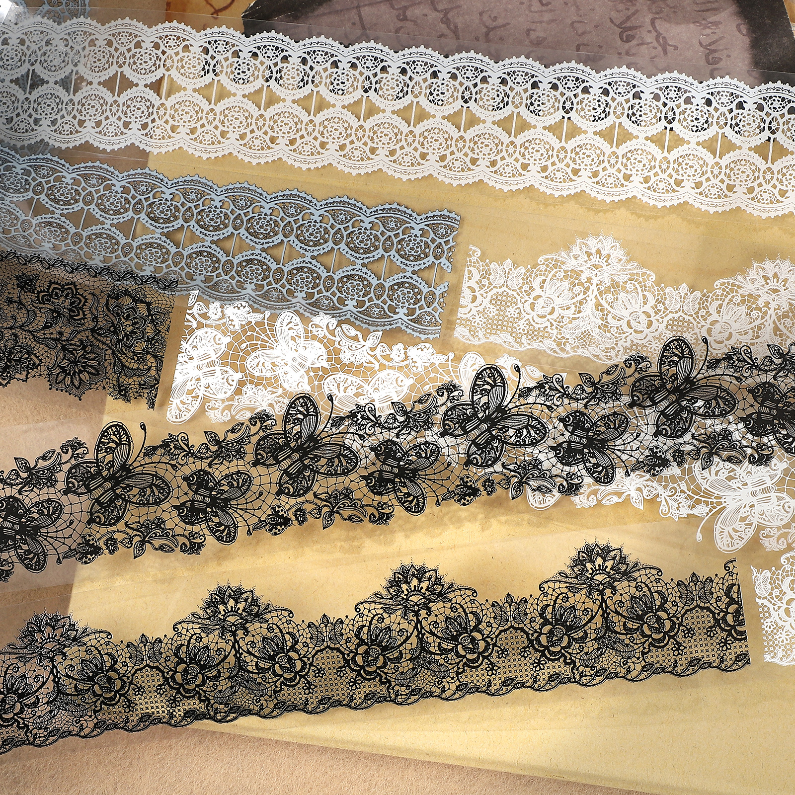 PET 테이프 - 40mm*5m 검정색 및 흰색 레이스 테두리