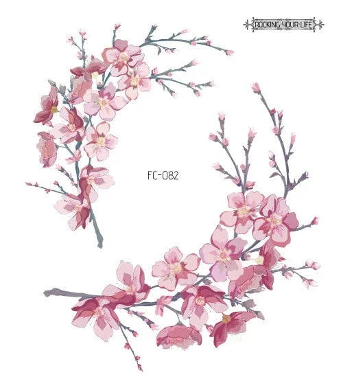 24 Kinds Flower Tattoo Temporary Body Sticker Gradient Color Pink Sakura Flowers Disposable tatouage temporaire