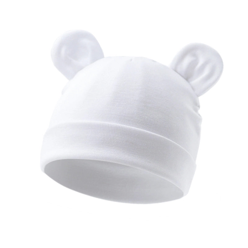 New Infant Fetal Cap Newborn Head Cap Solid Color Ear Hat Boys And Girls Baby Hat A54