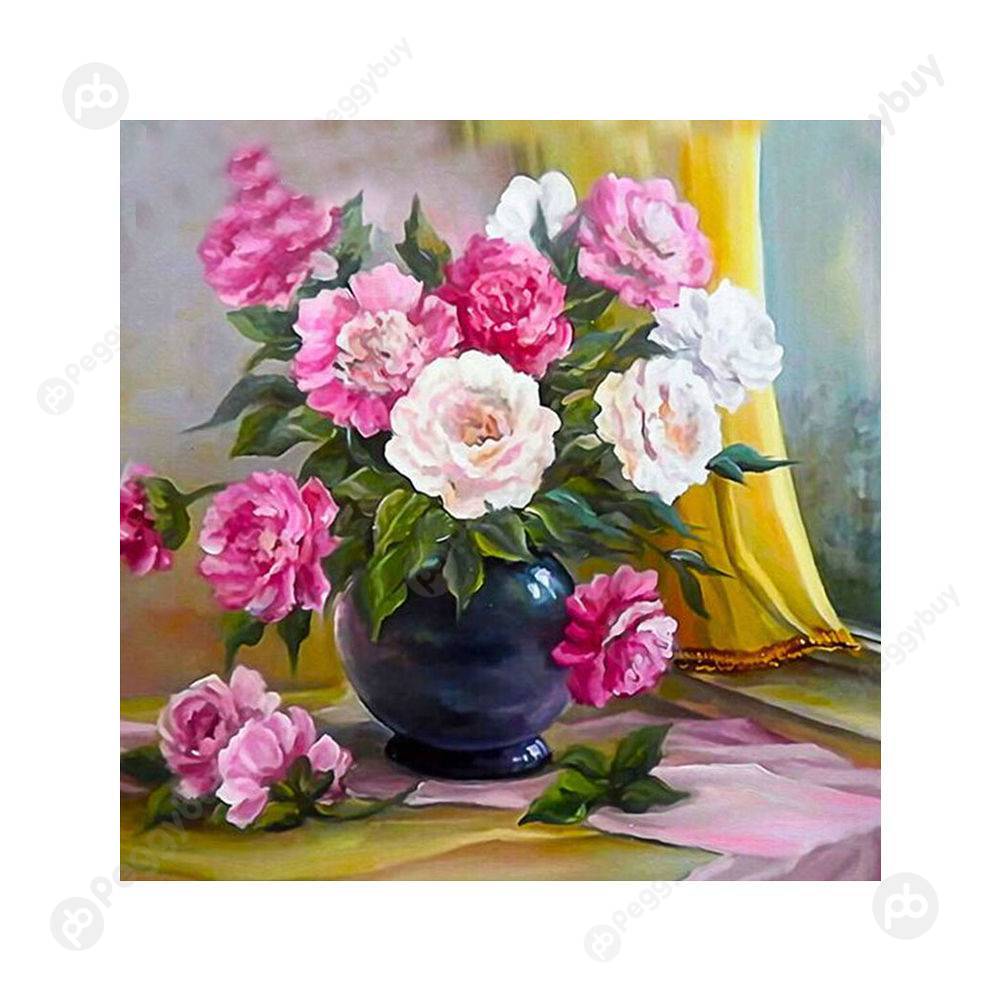 

30*30CM Round Drill Diamond Painting-Vase, 501 Original