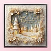 (US Only)Xmas Printed Cross Stitch Kit 40x40cm DIY 11CT Embroidery Craft Set Home Decor