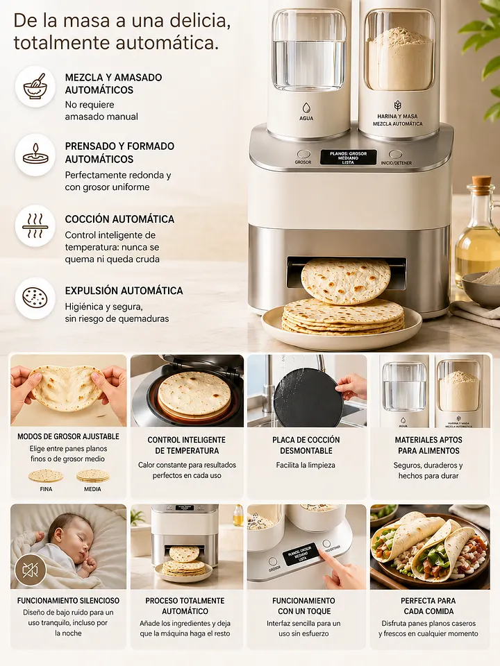 Máquina automática para preparar tortillas en casa