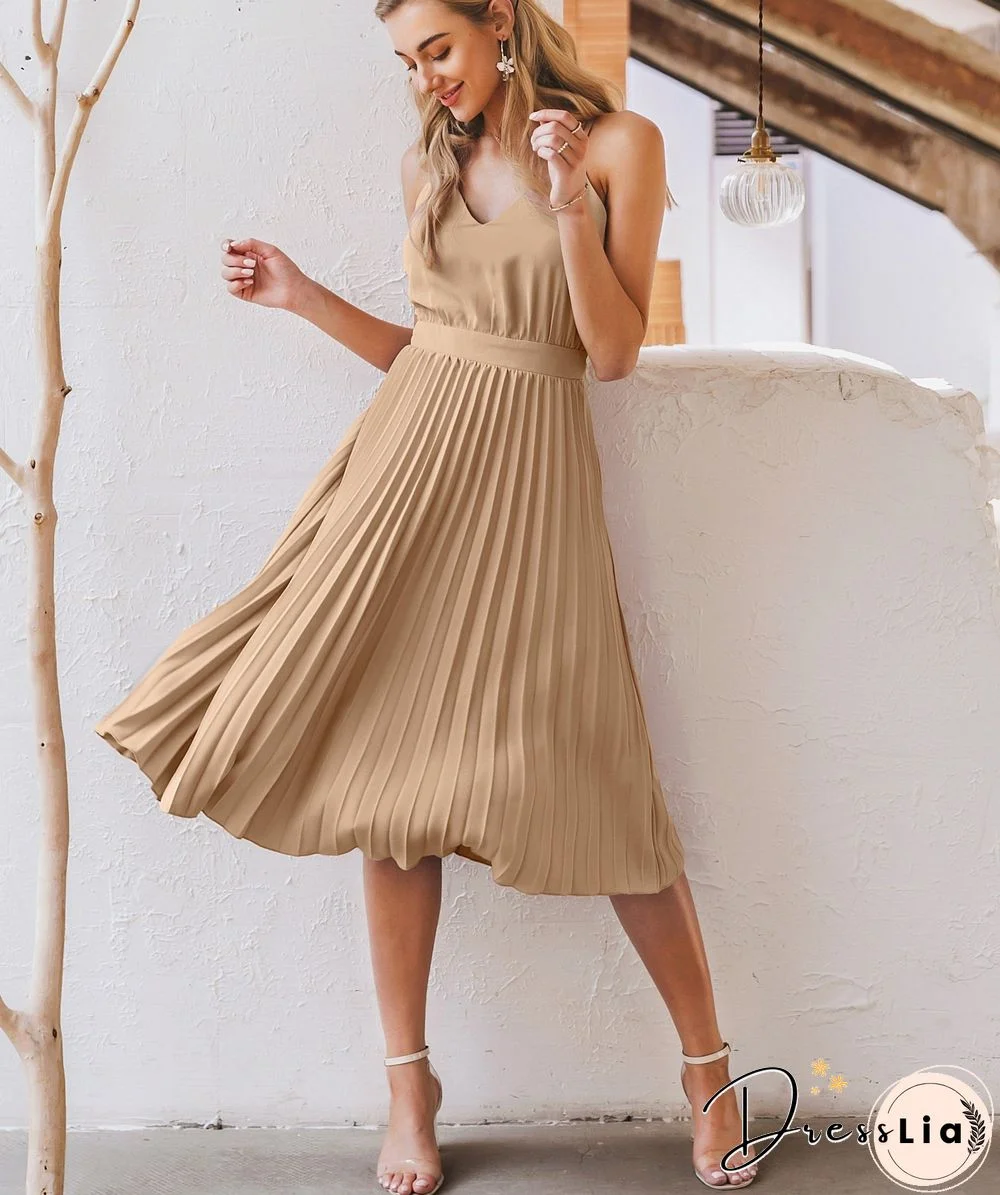 V-neck holiday pleated print summer dress women Spaghetti straps floral sexy beach sundress Sexy casual female vestidos