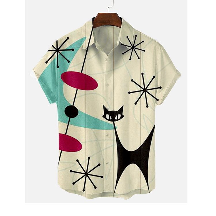 Fashion cat casual men's shirt