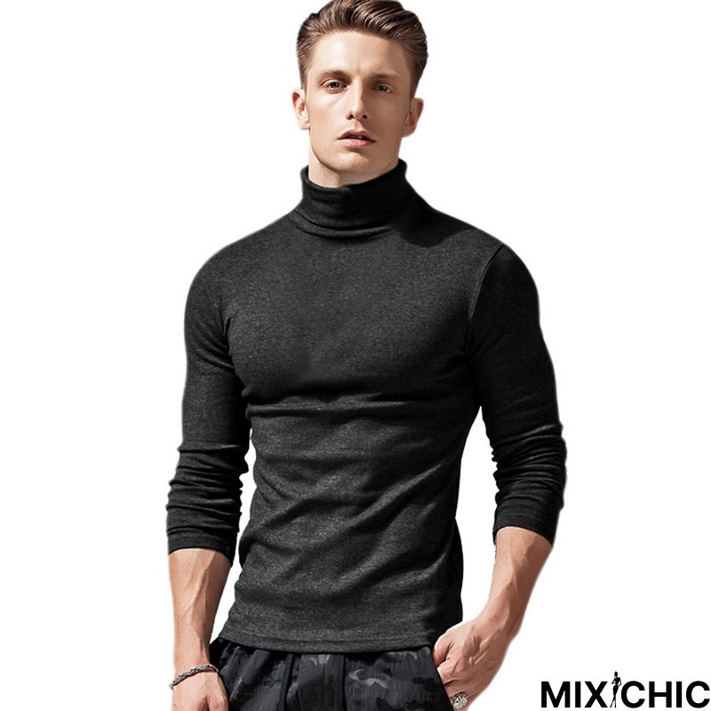 High Collar Bottom Shirt Long Sleeve T-Shirt Slim Man