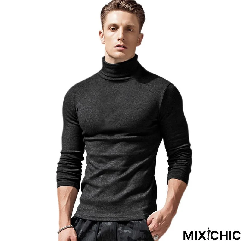 High Collar Bottom Shirt Long Sleeve T-Shirt Slim Man