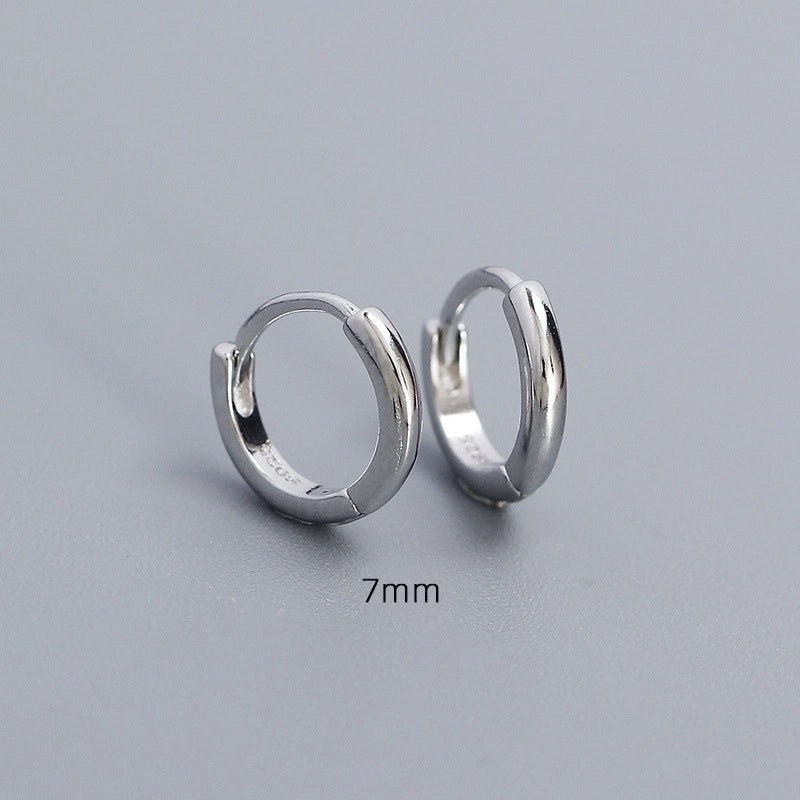1 Pair 925 Sterling Silver Round Hoop Earrings