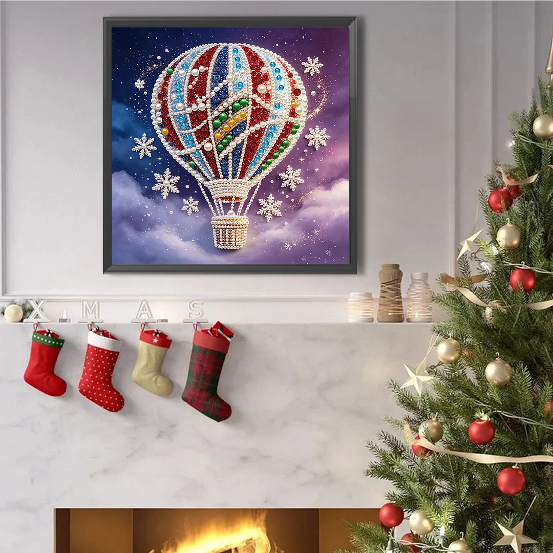 DIY Bead Art Pearl Painting Kit Frameless Canvas 30x30cm(Sky Balloon)