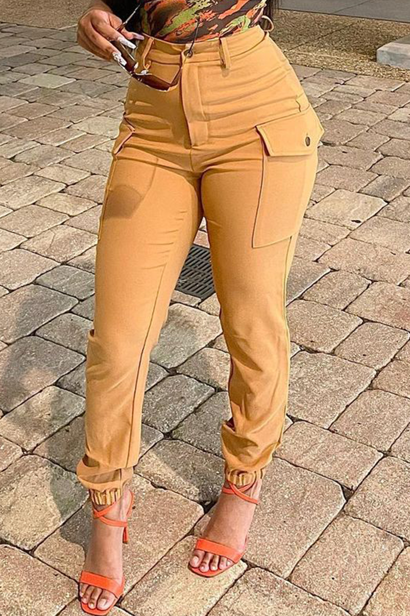 Fashion Solid Patchwork Harlan High Waist Harlan Solid Color Bottoms