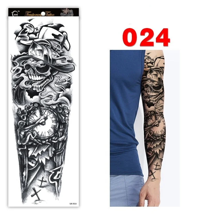 Full Arm Series Temporary Tattoo Full Arm Tattoo Sticker Lasting Waterproof Sweat Flower Arm Full Arm Tattoo Big Picture Sticker