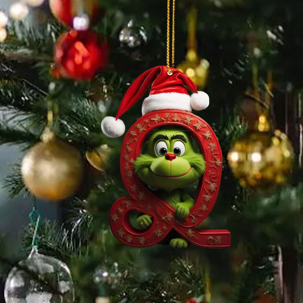 Christmas Acrylic Grinch Xmas Tree Hanging Ornament Hanging Green Monster Decor