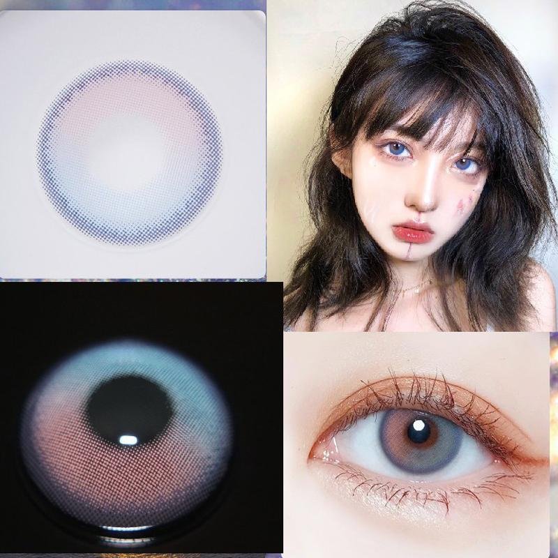 Two-tone red and blue (12 months) contact lenses