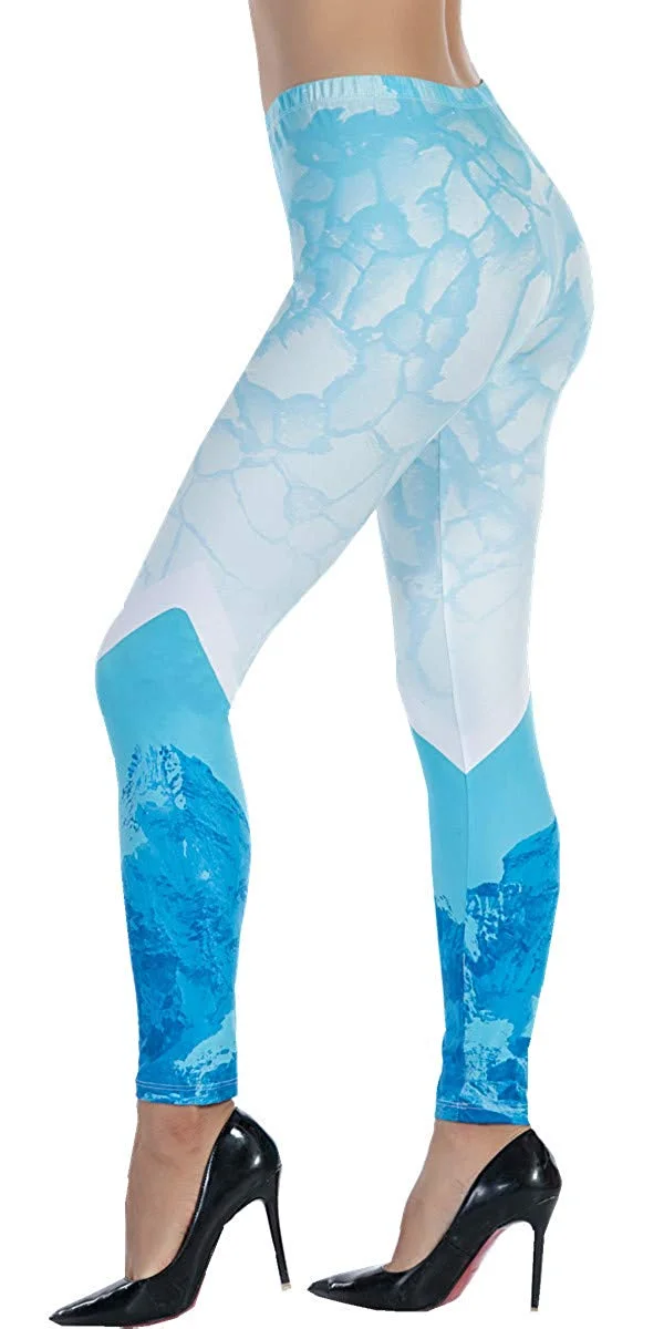 Women's Printed Leggings Full-Length Regular Size Workout Legging Pants Soft Capri L1