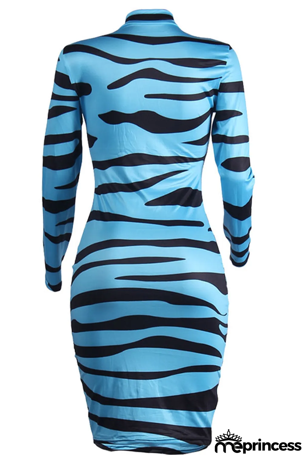 Yellow Polyester Fashion Sexy Long Sleeves V Neck Sheath Mini Print zebra Dresses