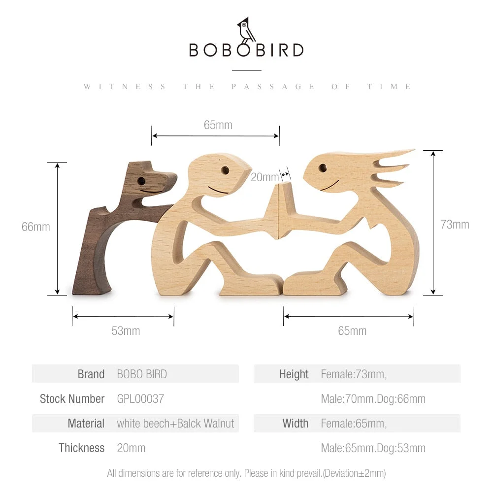 Puppy Family Wood Dog Carving Ornaments Decoration Home Decor Figurine Desktop Table Ornament Sculptures For Dog Pet Lover Gifts 712