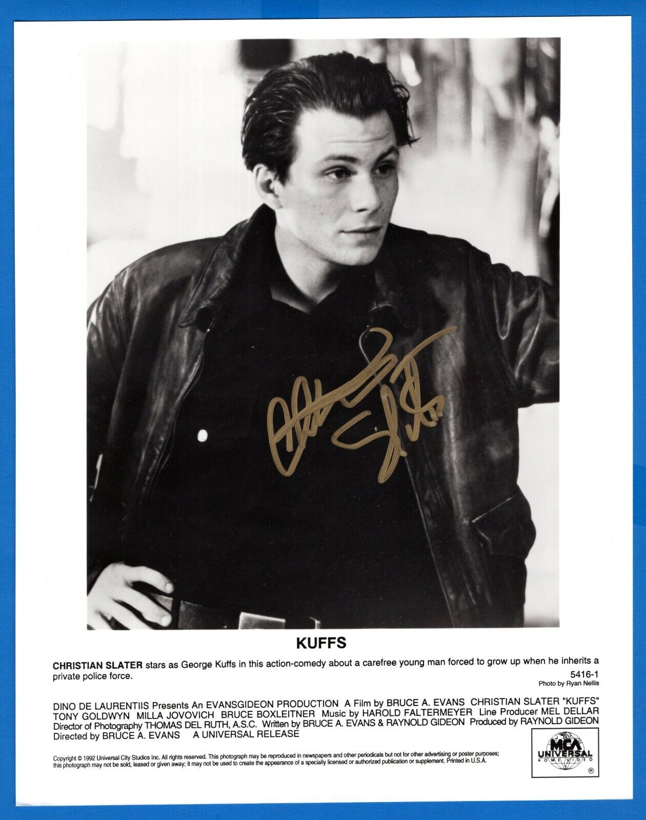 Christian Slater Actor Hand Signed Autograph 8x10 Photo Poster painting Kuffs Movie