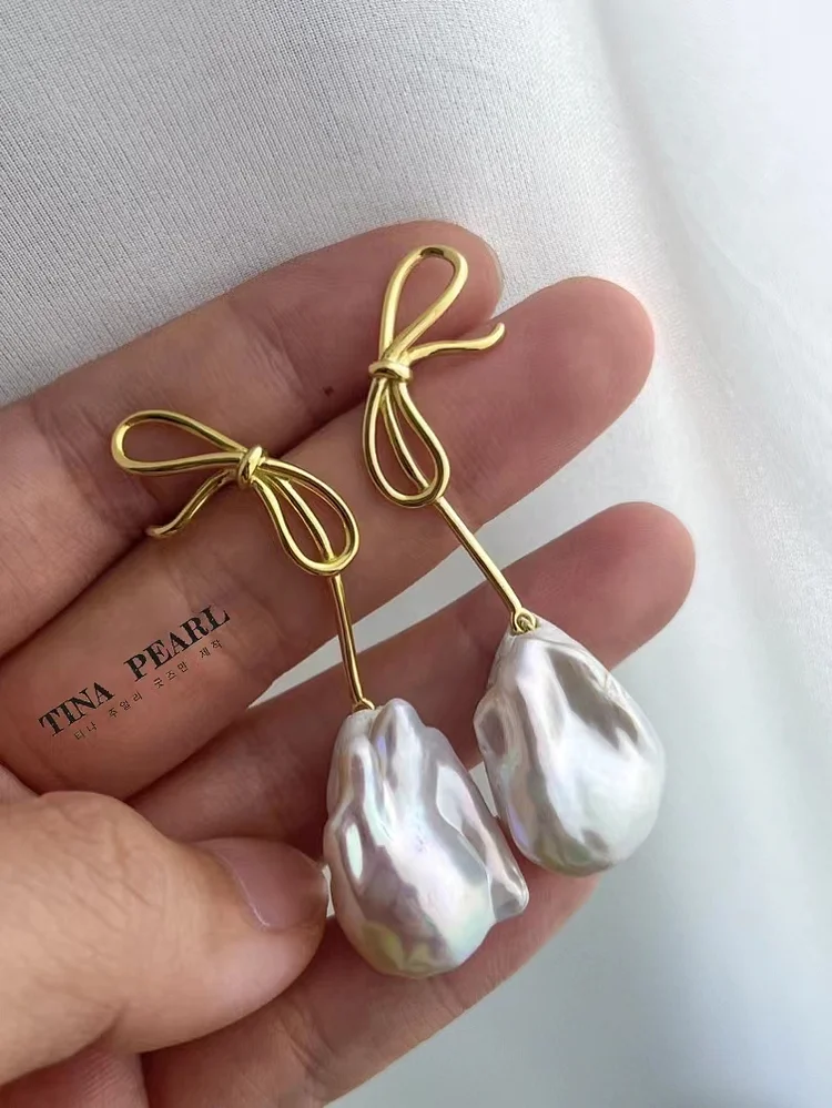 TINA Jewelry Natural Freshwater Baroque Pearl Earrings with Elegant Style