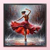 Red Dress Girl-11CT Stamped Cross Stitch 45*45cm/17.72*17.72in tapestrymarket