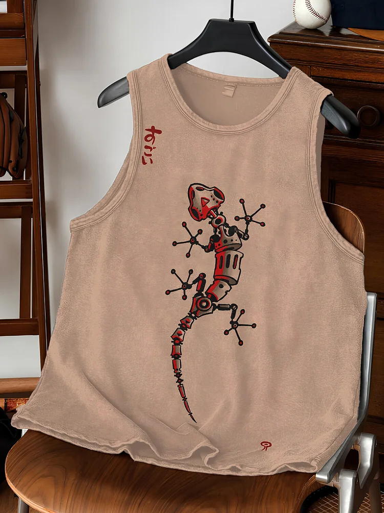 Men's Mecha Art Lizard Japanese Print Tank Top