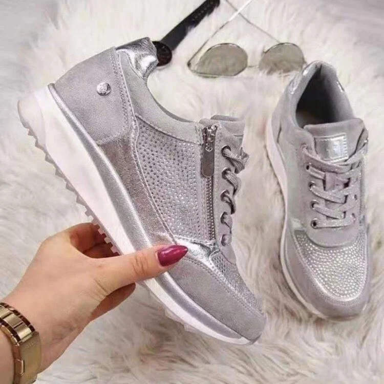 Woherb Women Casual Shoes New Fashion Wedge  Flat Shoes Zipper Lace Up Comfortable Ladies Sneakers Female Vulcanized Shoes