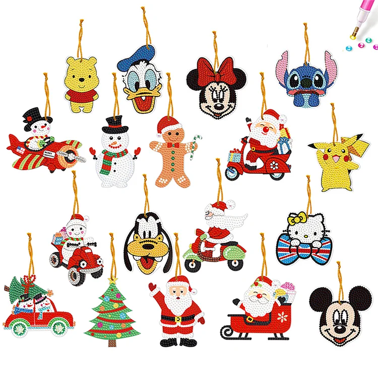 【Pendant】18Pcs Special Shaped Christmas Cartoon Hanging Diamond Art Kits Bedroom Decor gbfke