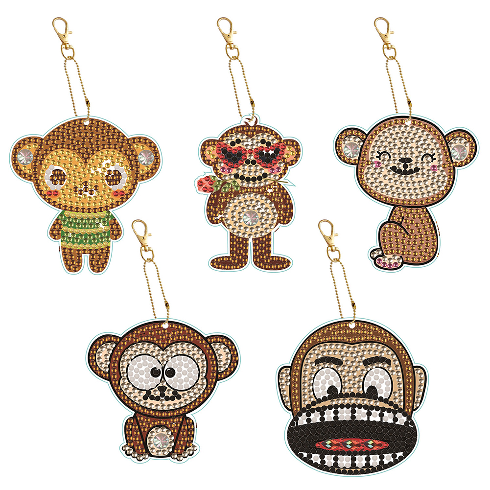 

5pcs Monkey Double Sided - 5D DIY Craft Keychain, 501 Original