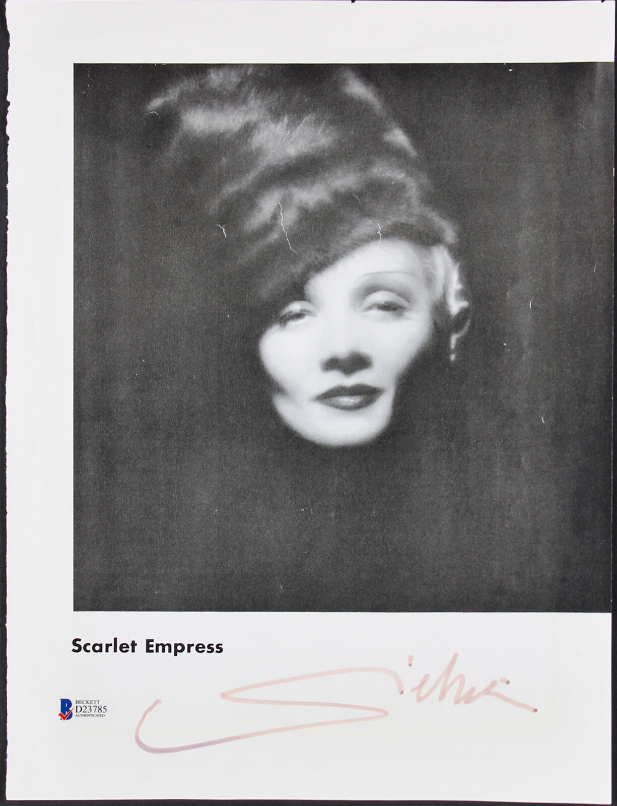 Marlene Dietrich Scarlet Empress Signed 9.25X13.25 Magazine Photo Poster painting BAS #D23785