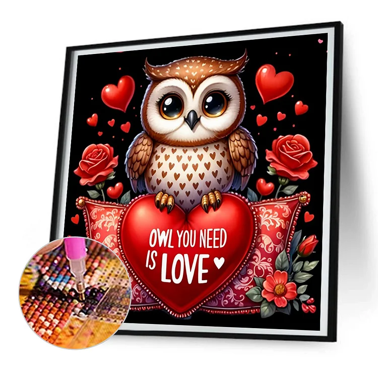 Valentine Love Owl - Full Round - Diamond Painting (30*30cm)