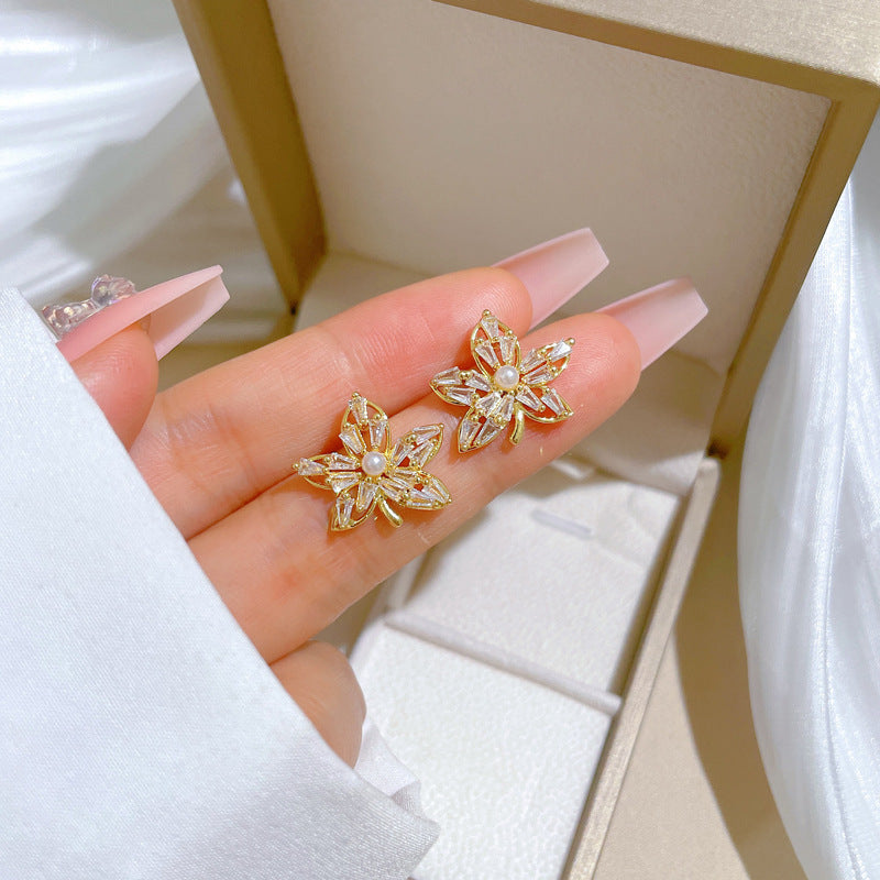 Korean Cosmos Geometric Titanium Steel Electroplating Earrings