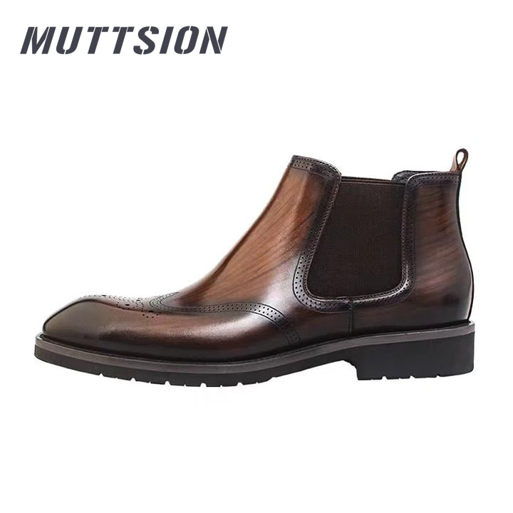MUTTSION Breathable Carved Cowhide Vintage Chelsea Martin Boots MUTTSION.COM MUTTSION