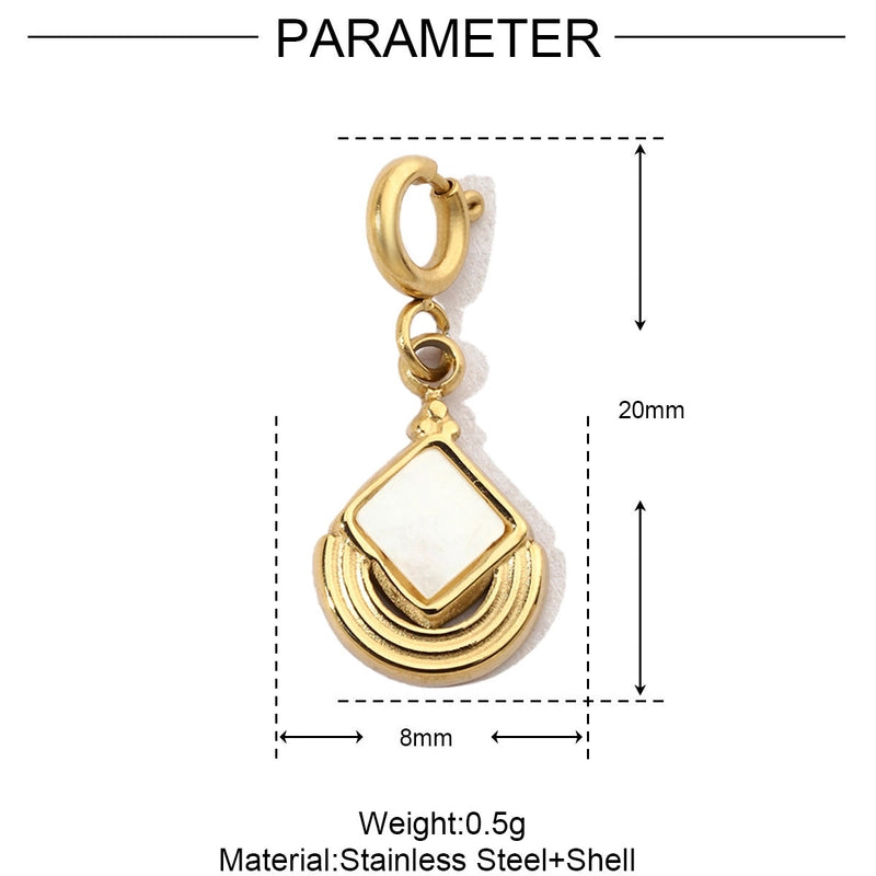 3 PCS/Package 6*14mm 304 Stainless Steel Shell Zircon Heart Pendant Jewelry Accessories