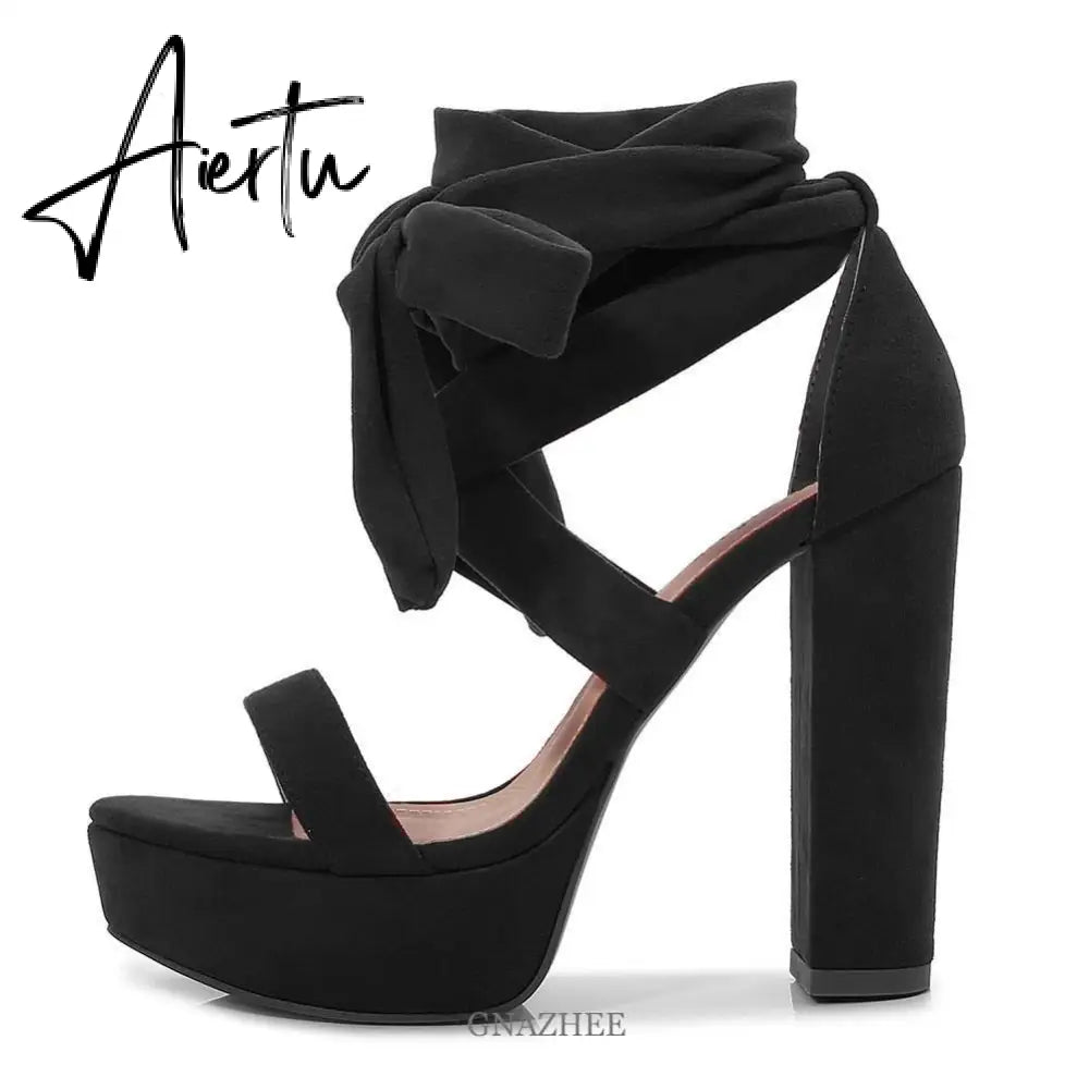 High Heels Chunky Block Platform Heels For Women Strappy Gladiator Sexy Open Toe Heels Dressy Pumps Sandals Shoes Aiertu