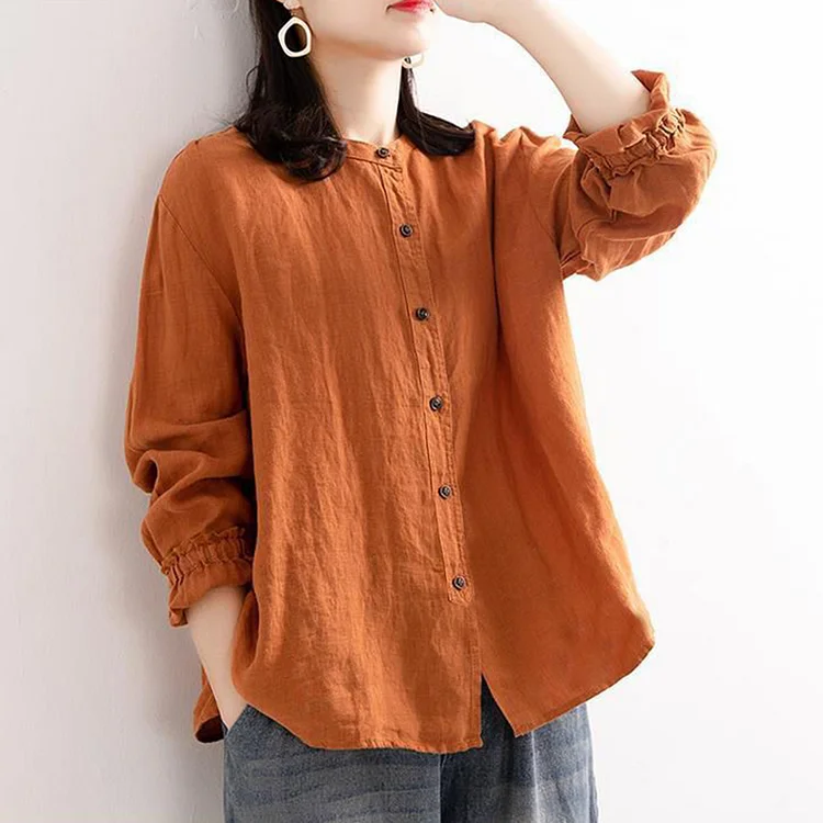 Vintage Stringy Selvedge Button Plain Comfy Daily Shirt