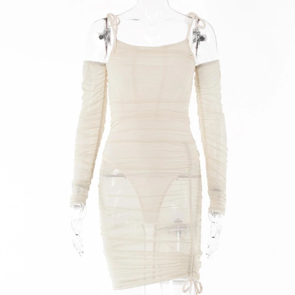 Ruched drawstring slip club evening dress-zachics