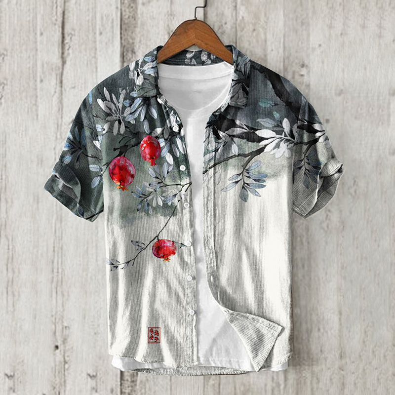 Japanese Floral Blossom Art Linen Blend Shirt wearshes