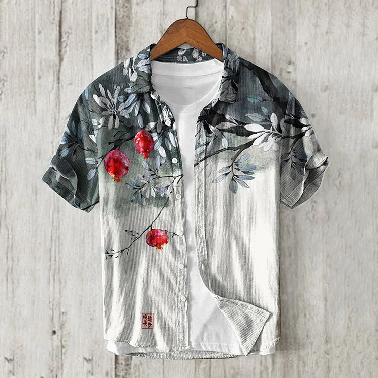 Japanese Floral Blossom Art Linen Blend Shirt