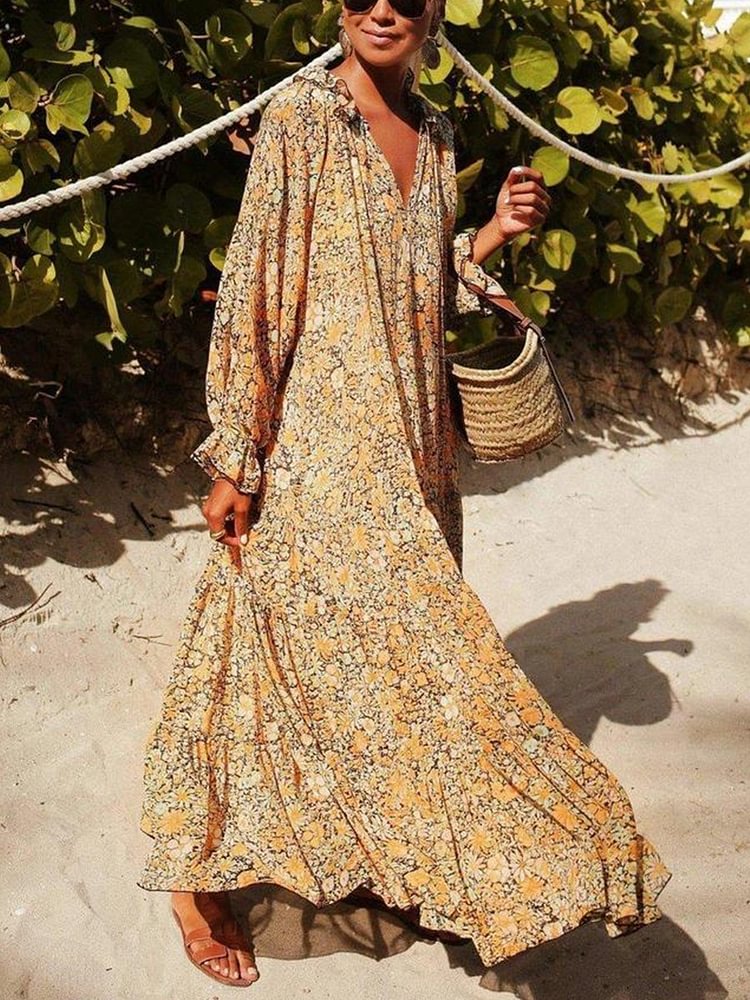 Toes in the Sand Floral Print Maxi Dress P16012