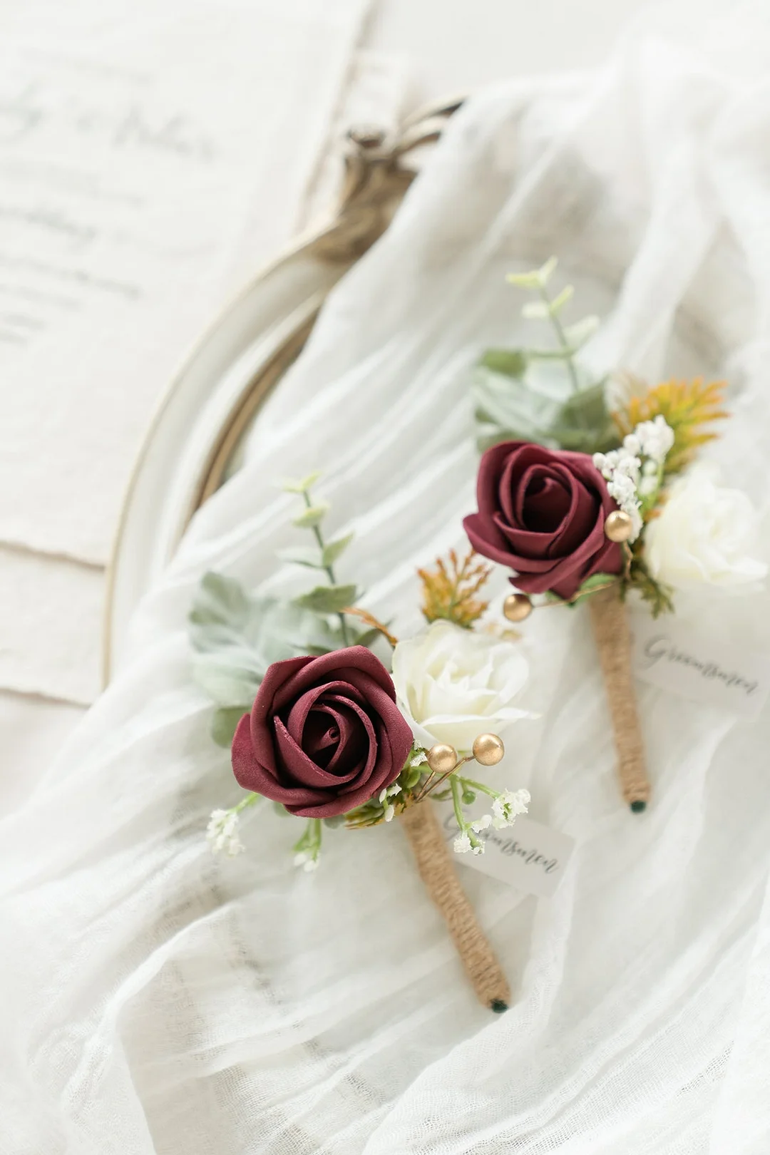 Boutonnieres in Burgundy