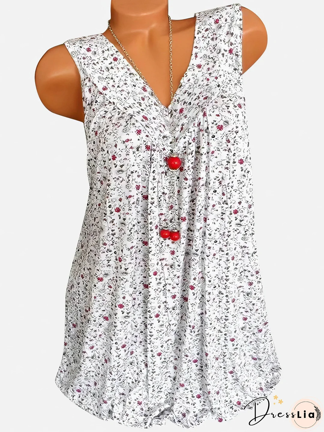 Floral Print V-neck Sleeveless Vest