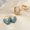 Gentle White Blue Heart Golden Earrings